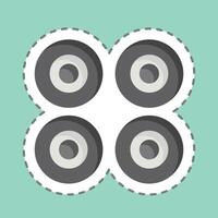 Sticker line cut Wheels. related to Skating symbol. simple design illustration vector