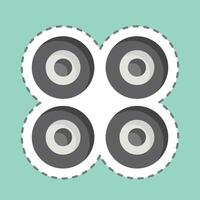 Sticker line cut Wheels. related to Skating symbol. simple design illustration vector