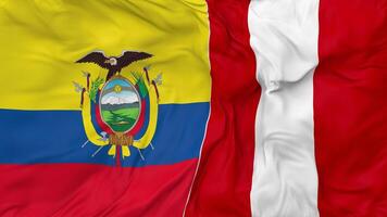 Ecuador vs Peru Flags Together Seamless Looping Background, Looped Bump Texture Cloth Waving Slow Motion, 3D Rendering video