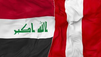 Iraq vs Peru Flags Together Seamless Looping Background, Looped Bump Texture Cloth Waving Slow Motion, 3D Rendering video