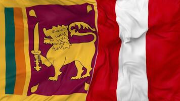 sri lanka contre Pérou drapeaux ensemble sans couture boucle arrière-plan, en boucle bosse texture tissu agitant lent mouvement, 3d le rendu video