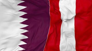 Qatar vs Peru Flags Together Seamless Looping Background, Looped Bump Texture Cloth Waving Slow Motion, 3D Rendering video