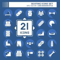 Icon Set Skating. related to Sport symbol. long shadow style. simple design illustration vector