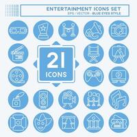 Icon Set Entertainment. related to Hobby symbol. blue eyes style. simple design illustration vector