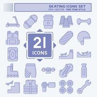 Icon Set Skating. related to Sport symbol. two tone style. simple design illustration vector