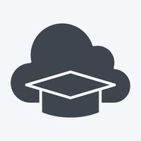 Icon Cloud Education. related to Learning symbol. glyph style. simple design illustration vector