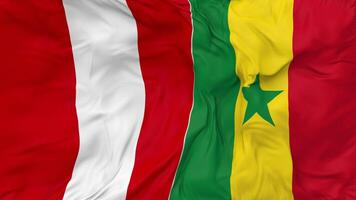 Senegal vs Peru Flags Together Seamless Looping Background, Looped Bump Texture Cloth Waving Slow Motion, 3D Rendering video