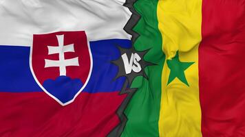 Senegal vs Slovakia Flags Together Seamless Looping Background, Looped Bump Texture Cloth Waving Slow Motion, 3D Rendering video