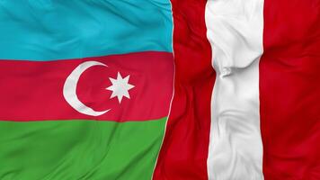 Aserbaidschan vs. Peru Flaggen zusammen nahtlos Schleifen Hintergrund, geloopt stoßen Textur Stoff winken schleppend Bewegung, 3d Rendern video