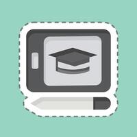 Sticker line cut Tablet Education. related to Learning symbol. simple design illustration vector