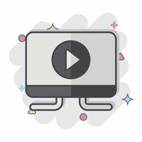 icono hd televisor. relacionado a entretenimiento símbolo. cómic estilo. sencillo diseño ilustración vector