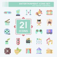 Icon Set Entertainment. related to Hobby symbol. flat style. simple design illustration vector