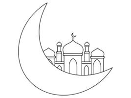 Mosque Black and white Illustration vector