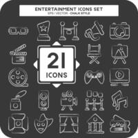 Icon Set Entertainment. related to Hobby symbol. chalk Style. simple design illustration vector