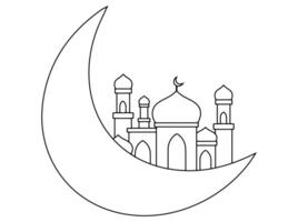 Mosque Ramadan Kareem Line Art Background vector