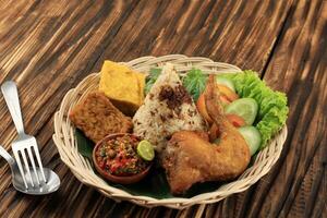 Nasi Tutug Oncom, Traditional Sundanese Meal Rice Mixed with Oncom Fermented Soybean photo