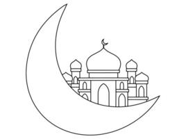 Mosque Black and white Illustration vector
