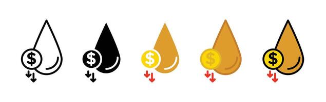 Crude oil barrel price falling down icon vector