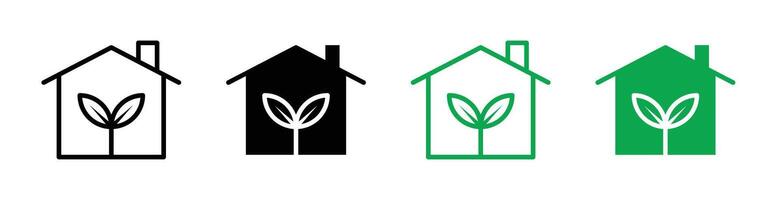 Eco house icon vector