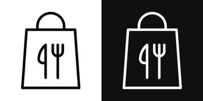 Food delivery paper bag icon vector