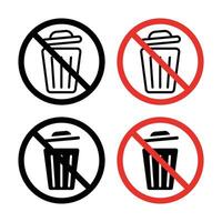 No basura icono vector