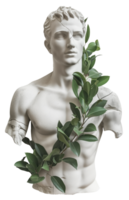 AI generated Historical vintage statue with cracks on an isolated transparent background png