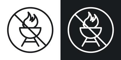 No barbecue with fire sign vector