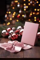 ai generado letra a Papa Noel con gratis espacio para texto. festivo antecedentes con decoraciones y regalos. nuevo año tarjeta, bandera, volantes, póster Bosquejo. Sueños ven verdadero. foto