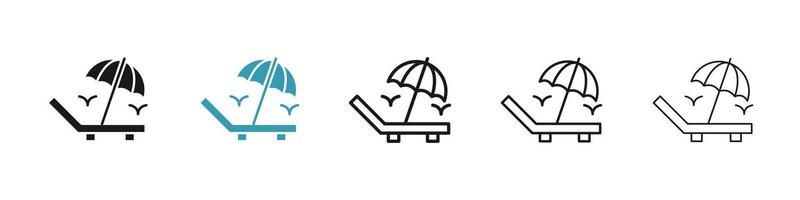 Beach chair with umbrella icon vector