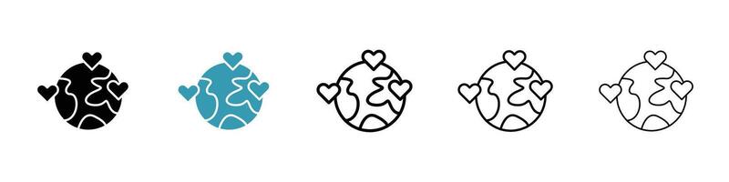 Earth love heart icon vector