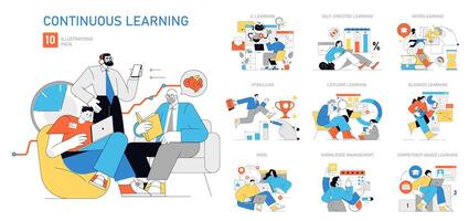Continuous Learning set. Vector illustration.