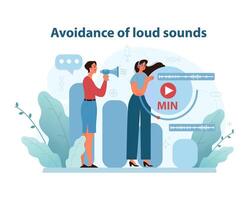 Noise Reduction Concept. An instructive vector illustration showing individuals managing sound.