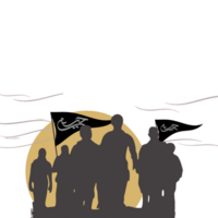 Men with religious flags silhouette png