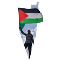 garçon avec Palestine drapeau png