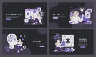 Web template set focusing on Soft Skills vector