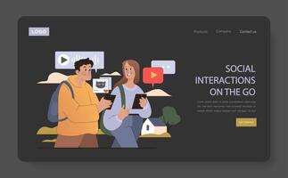 Social Interactions on the Go concept. vector