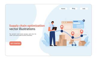 Supply Chain Optimization. Efficient logistics management visualized with real-time tracking. vector