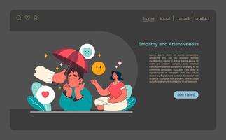 Empathy and attentiveness concept. A warm vector illustration that encapsulates supportive gestures