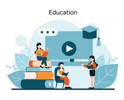 Interactive learning with digital platforms and books vector