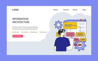 Information architecture. A user interacts with interface elements for data vector