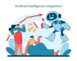 Marketing 5.0 concept. Innovative integration of AI to enhance consumer interaction vector