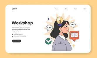 Training workshop web banner or landing page. Interactive vector