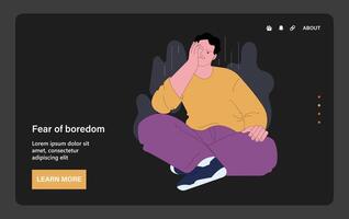 Fear of boredom. Disenchanted bored young man encapsulating the emotional vector