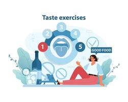 Taste Training Concept. A colorful illustration displaying a woman engaging. vector