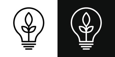 Lightbulb with leaf icon vector