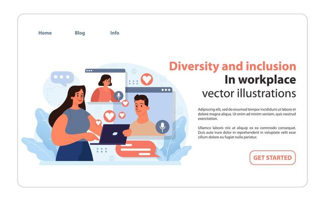 Workplace connectivity through technology. Flat vector illustration