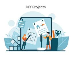 Enthusiasts immersed in the art of DIY projects vector