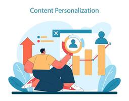 Marketing 5.0 concept. Illustration of targeted content personalization vector