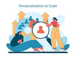 Marketing 5.0 concept. A dynamic representation of scaling personalization vector