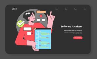 un software arquitecto con un Maestro plan, Costura intrincado sistemas y asegurando cada código bloquear encaja perfectamente dentro el digital tapiz de eso vector